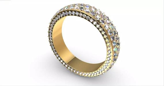 3 Row 5mm Full Pave Eternity Band Ring