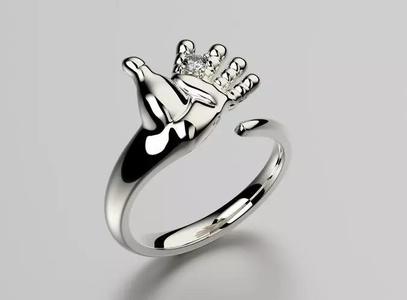 jewelry hand shaped ring 0031 v1 1 of gold with gem