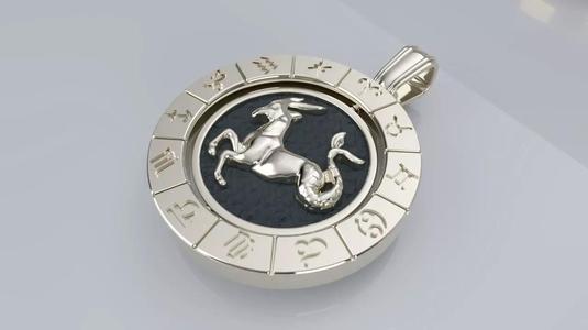 Zodiac Sign Pendants - Double Sided Spinning Center - Capricorn