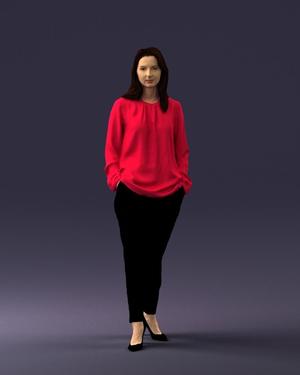 000256 Woman in Red Blouse and Black Pants 0228