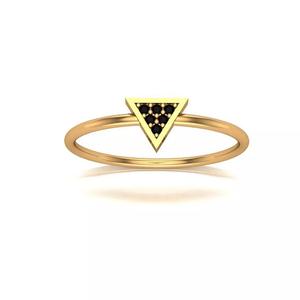 Jewelry gold triangle ring with onyx