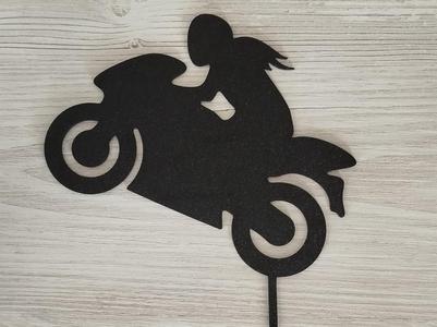 Biker girl cake topper