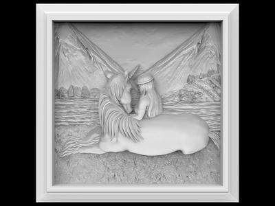 3D Model STL File for CNC Router/Laser & 3D Printer Unicorn with Girl