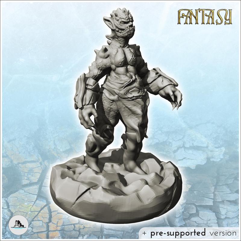 Orc in armor with pointed ears and hands (13) - Medieval Fantasy Magic Feudal Old Archaic Saga 28mm 15mm Chaos Darkness Demon