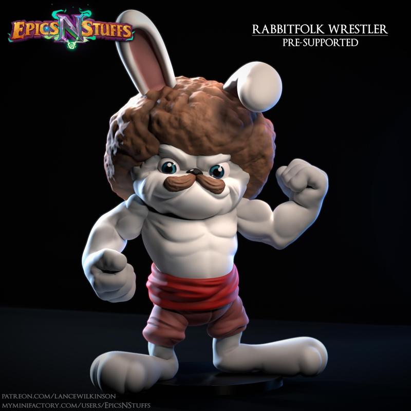 Rabbitfolk Wrestler Miniature, Pre-Supported