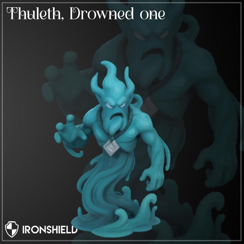 🌊 Thuleth, Drowned One - 3D Printable Elemental Miniature for DnD, TTRPG, Fantasy Encounters, Resin Printing