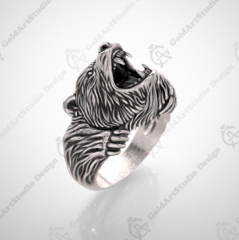 Mens bear ring 015