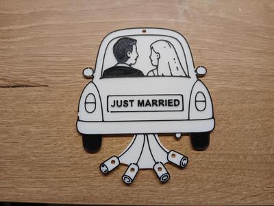 Car with Bride & Groom – money gift decoration