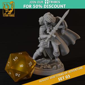 Human Female Fighter - RPG Hero Character D&D 5e - Titans of Adventure Set 03