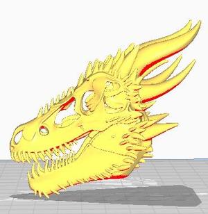 3D model depicting a detailed dragon skull
