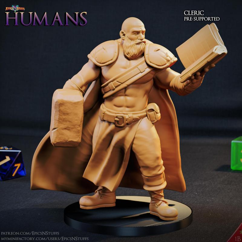 Human Cleric 2 Miniature - Pre-Supported