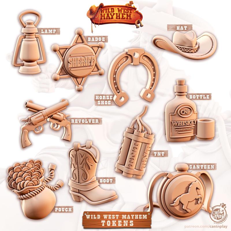 Wild West - Tokens (Pre-Supported) Cowboy | Cast n Play
