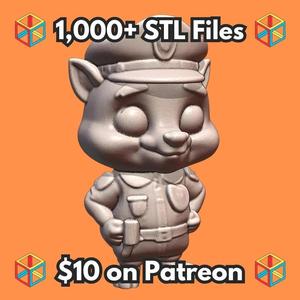 Cute Police Officer Racoon Figurine with Uniform and Badge MineeForm FDM 3D Print STL File   