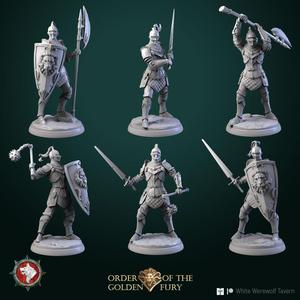 Knights 6 miniatures set 32mm pre-supported