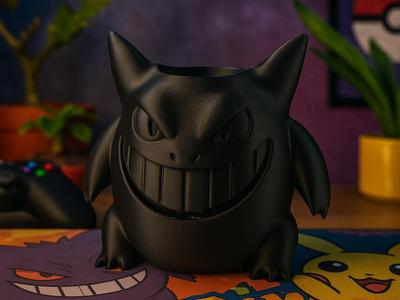Gengar Pot – Black Matte Pokémon-Inspired Planter