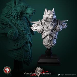 White Werewolf bust pre-supported