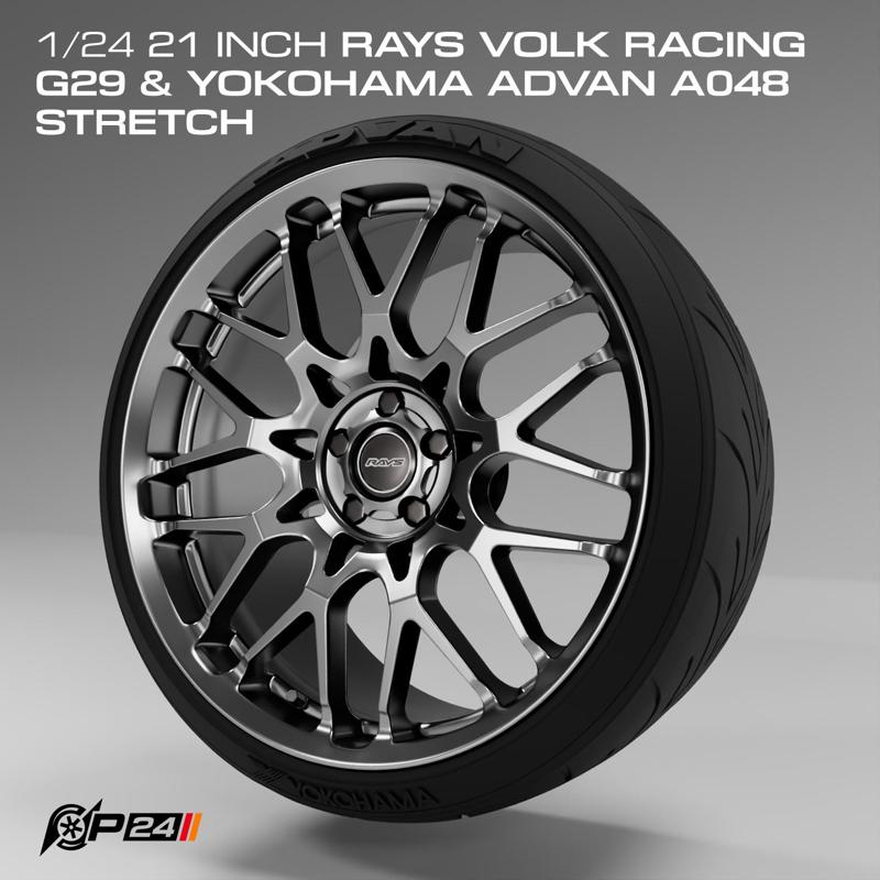 1/24 21 inch Rays Volk racing G29 & Yokohama Advan A048 stretch