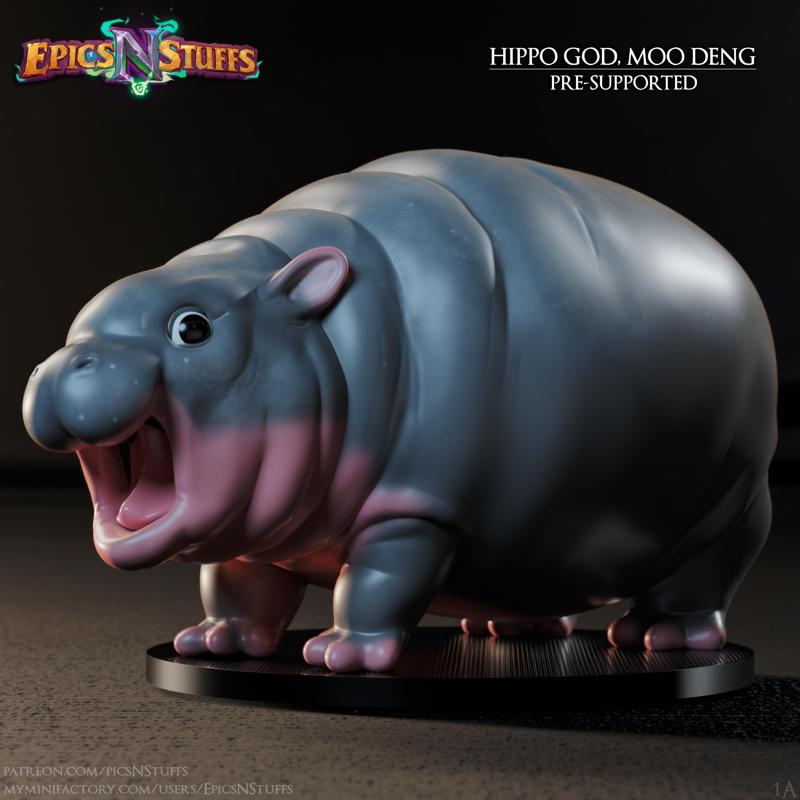 Hippo God, Moo Deng Miniature, Pre-Supported