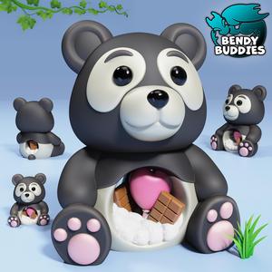 Panda Love Teddy / Cute Bear / Collectible Beast Model / Creature Figure / Print-in-Place Statue / Fantasy World Decoration