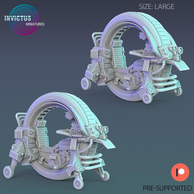 Monocycle Bike / Air Wheels Construct / Hoverbike / Roving Vehicle / Alien Invention / Steampunk Battle Robot / Invasion Army / Cyberpunk / Sci-Fi Encounter