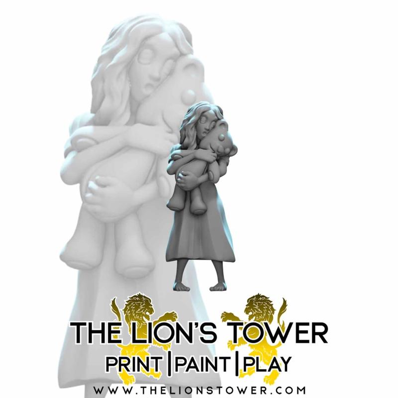 Scared Little Girl - 32mm scale presupported miniature