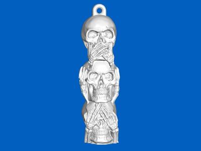 uNuSuaL Ornaments - 3 Wise Skulls