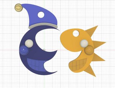 sun and moon key chain   