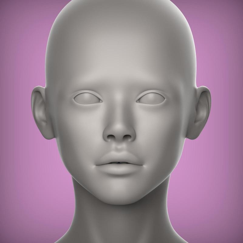 38 3D HEAD FACE FEMALE CHARACTER FEMALE TEENAGER PORTRAIT DOLL BJD LOW-POLY 3D MODEL