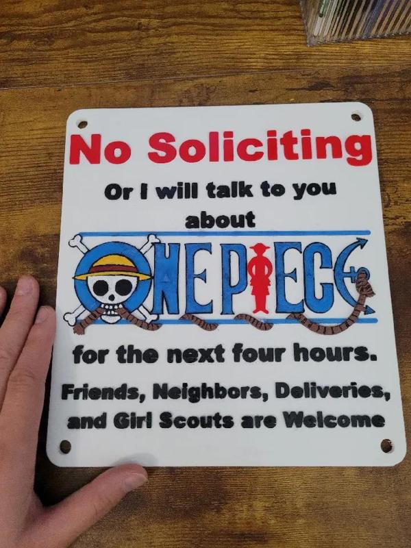One Piece No Solicitation Sign - FDM   