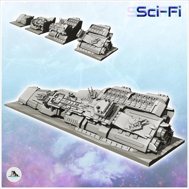 Huge Space capital Warship carcass (5) - Future Sci-Fi SF Post apocalyptic Tabletop Scifi Wargaming Planetary exploration RPG Terrain