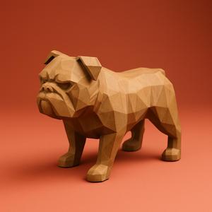 Low Poly Bulldog Figurine - 3D Printable Modern Dog Sculpture