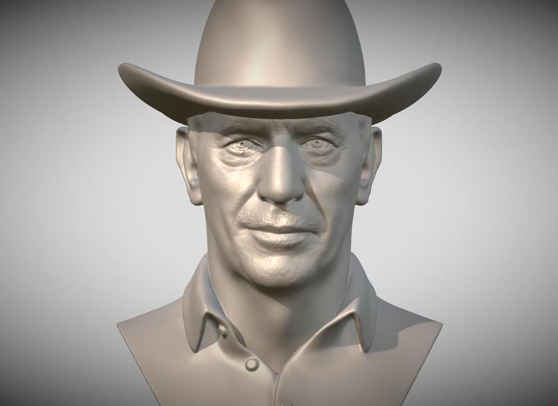 John Dutton Kevin Costner from Yellowstone bust for 3D printing
