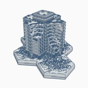 Modern Ruined Luxury Apartment Tower Hex Map Scale HMSMR030