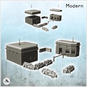 Modern military checkpoint with double bunkers, fence and sandbags (9) - Cold Era Modern Warfare Conflict World War 3