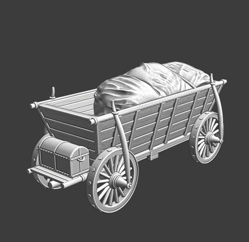 Medieval wagon with supplies and gold crest