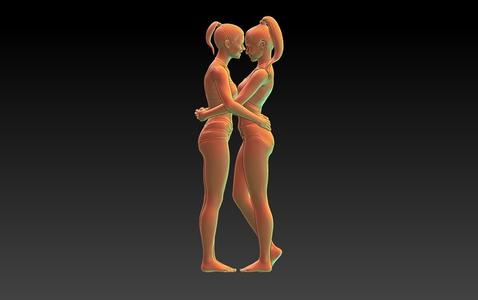 Girls in lingerie - hugging -EROTIC MINIATURE 75 MM SCALE