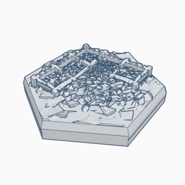 Gothic Destroyed Building 4 Hex Map Scale