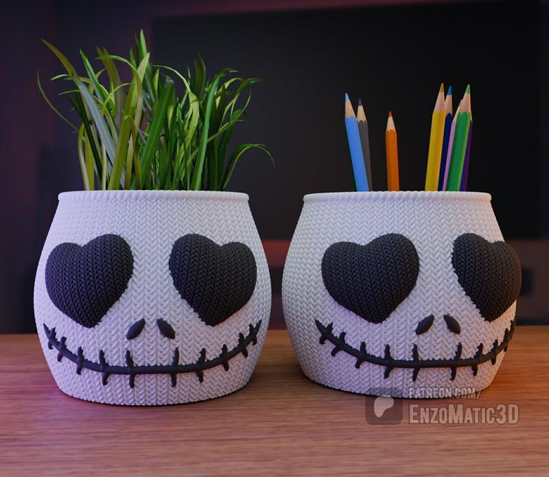 Jack valentine flower pot - love - flower pot, pencil holder - 3mf, STL