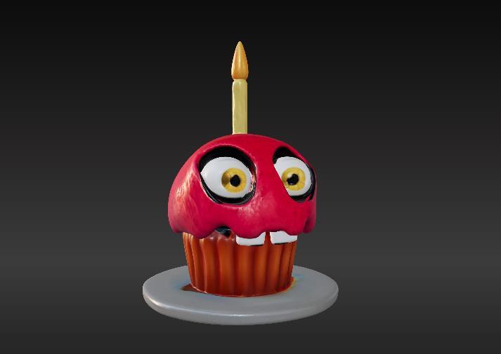 Monster Cupcake with Candle - Decorative and Fun 3D Model