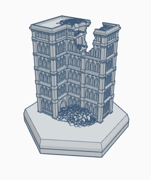 Gothic Ruined Building 48 Hex Map Scale HMSGR048