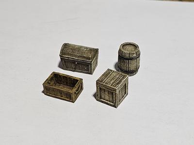 Barrel, Crates and Chest