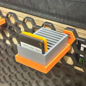 Filament color swatch holder for Honeycomb Storage Wall