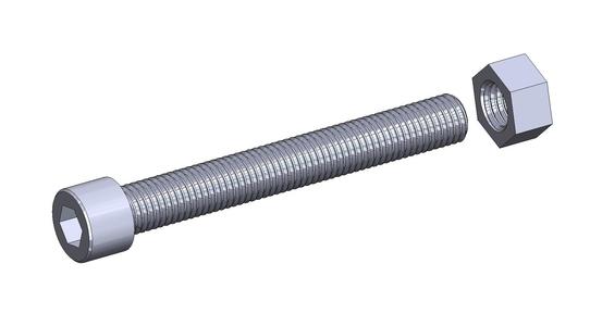 M20 x 140mm bolt DIN 912 VG + M20 nut DIN934 Nut Screw
