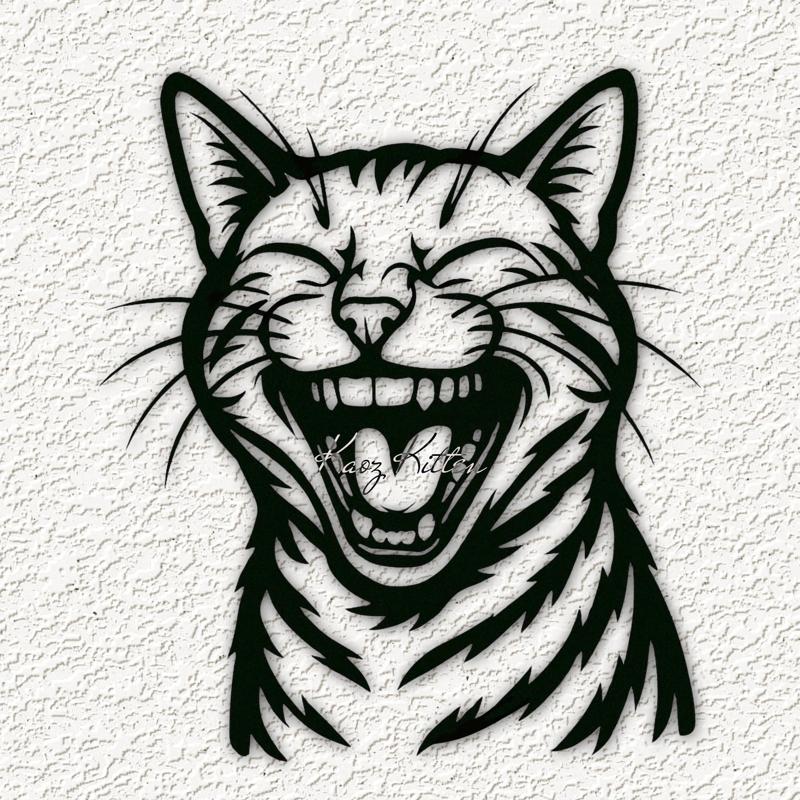 laughing kitty cat wall art home decor
