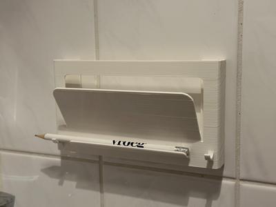 Puzzle bookshelf with place for pencil and towel.
