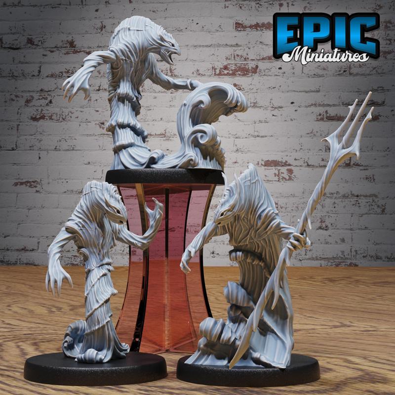 Water Elemental Set ‧ DnD Miniature ‧ Tabletop Miniatures ‧ Gaming Monster ‧ 3D Model ‧ RPG ‧ DnDminis ‧ STL FILE