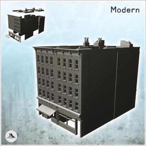 Large modern corner building with first floor store and roof chimneys (13) - Cold Era Modern Warfare Conflict World War 3