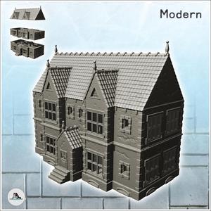 Large modern house with elevated entrance and large windows (5) - Modern WW2 WW1 World War Diaroma Wargaming RPG