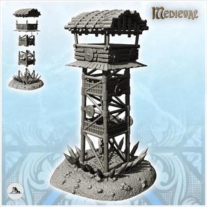 Log guard tower with wooden roof (13) - DnD Wargaming Medieval War of the Rose Saga