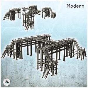 Large modern metal industrial platform with multiple stairs (33) - Modern WW2 WW1 World War Diaroma Wargaming RPG Mini Hobby